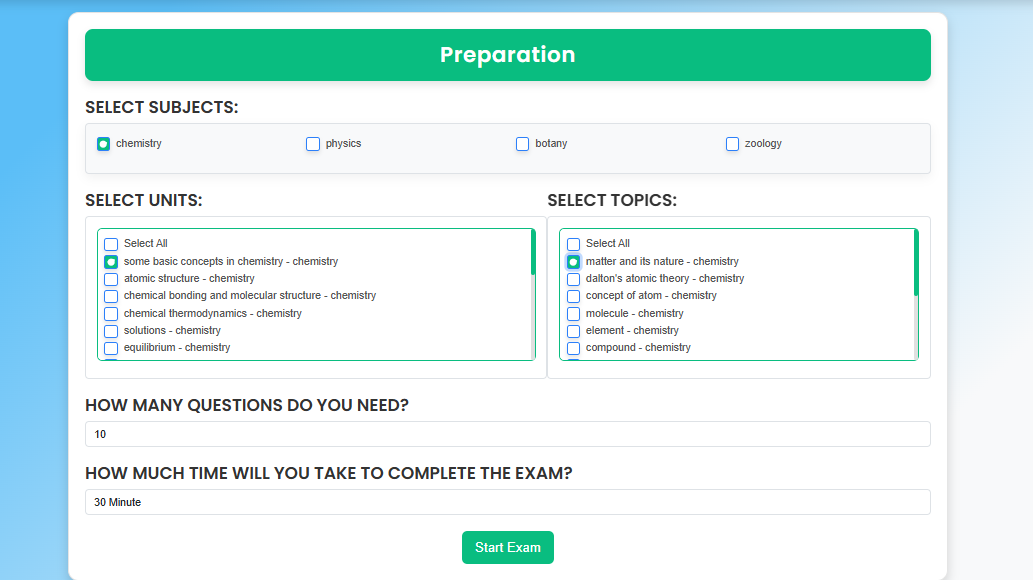 Custom Quiz